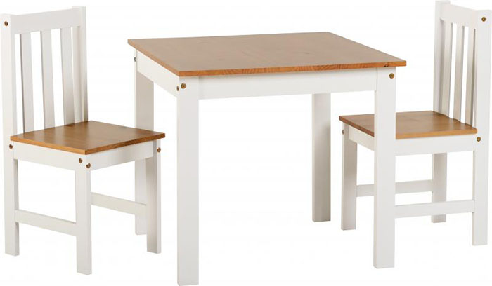 Ludlow Dining Set in White With Oak Lacquer (2 Chairs)